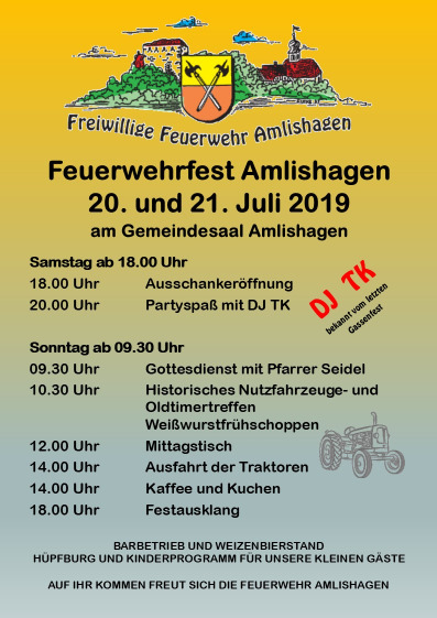 Feuerwehrfest und Traktortreffen am 20.-21. Juli 2019